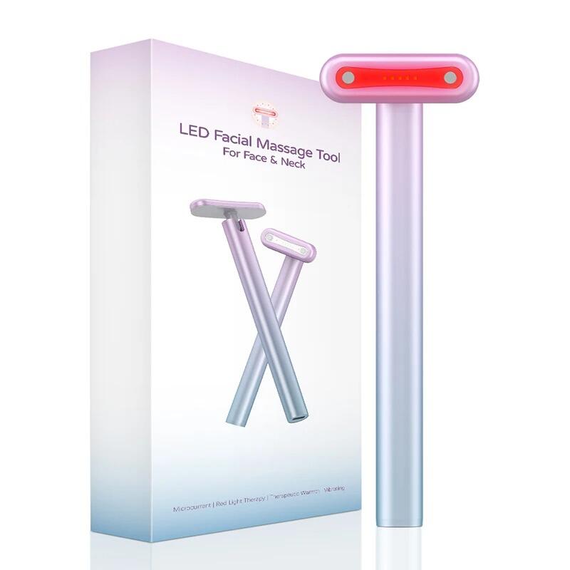 Masajeador Facial 4 en 1 con Luz Roja LED – El Secreto de un Rostro Radiante