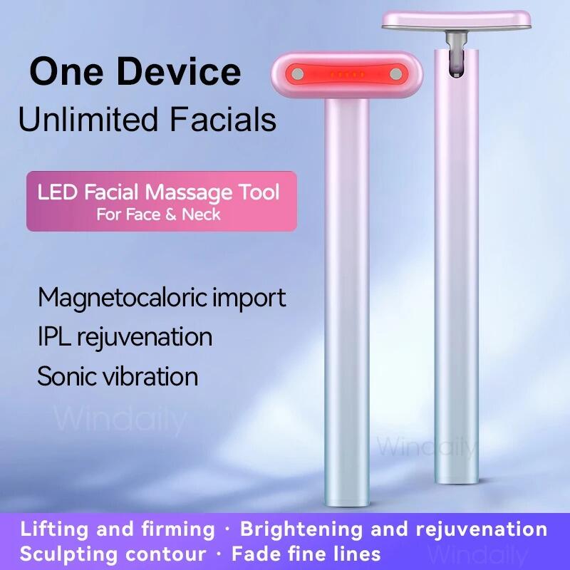 Masajeador Facial 4 en 1 con Luz Roja LED – El Secreto de un Rostro Radiante
