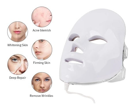 Máscara LED 7 Colores – Antiarrugas, antiacné y luminosidad facial