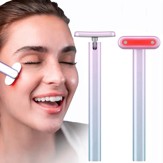 Masajeador Facial 4 en 1 con Luz Roja LED – El Secreto de un Rostro Radiante